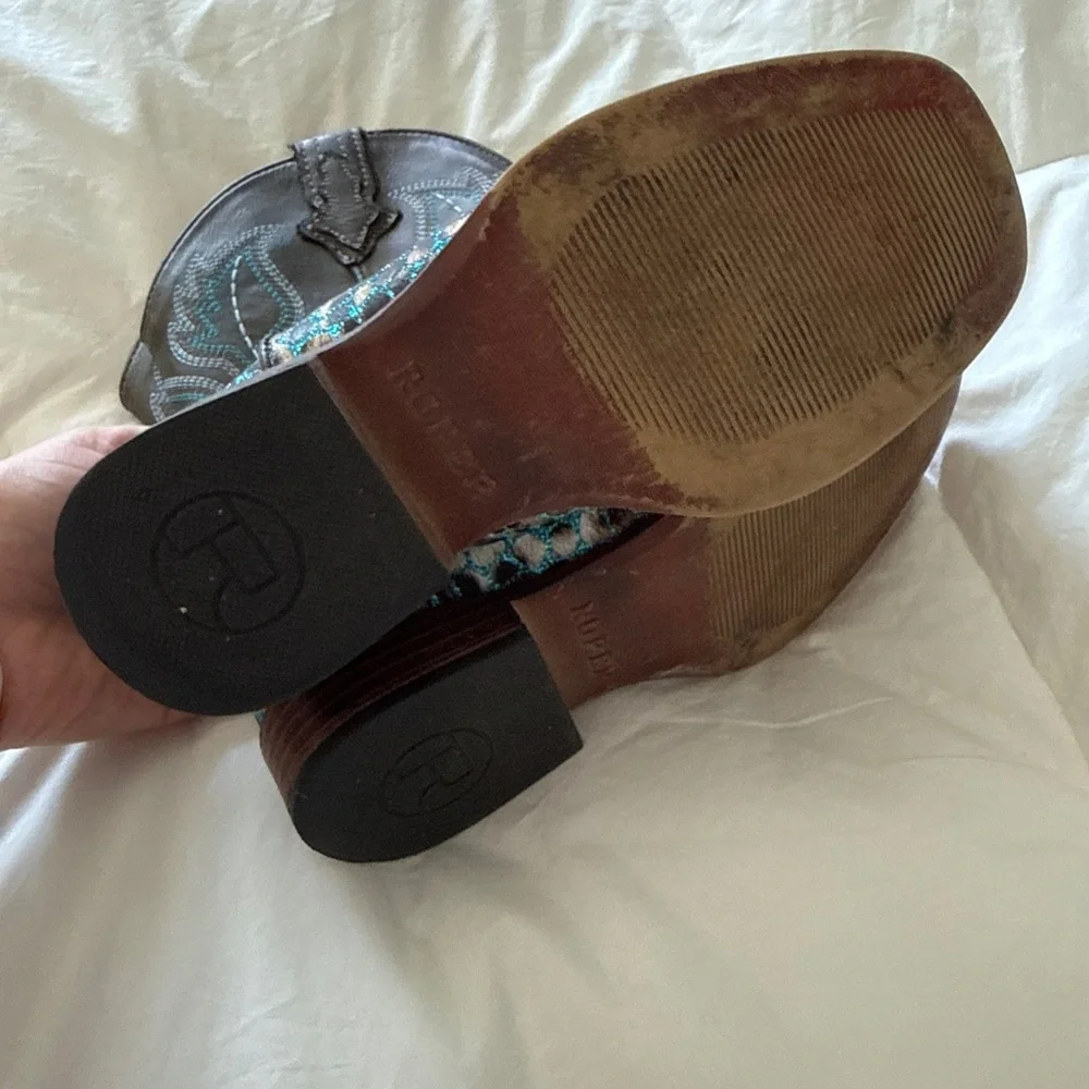 Roper | Kids | Brown and Teal | Leather Boots